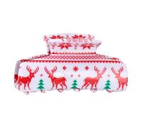 SkyPOOU Fermaglio per capelli a tema natalizio per capelli, a forma di renna, per ragazze, rossore e bianco. Circa 8,5 cm