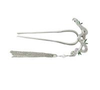 SkyPOOU Fermaglio per capelli con nappe per donne cinesi Buyao, pettini e forcine per capelli antiche, accessori per capelli, argento. circa 12,5 x 7 cm