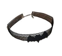SkyPOOU Gotico Bat Collar Catena Girocollo Halloween Per Le Donne Cool Steampunk Nero Mesh Collana Per Cosplay Gioielli Partito Maglia Nera Per Festival Musicali Drammatico E Teatrale, Misura unica