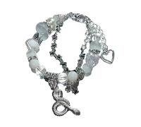 SkyPOOU Hip-hop Trend Doppio Strato Farfalla Volpi Cuore Stella Pentagrammi Cool Girl Temperamento Moda Gioielli Cinque punte Stella Bracciali per le Donne, Misura unica, come descritto