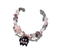 SkyPOOU Hip-hop Trend Doppio Strato Nero Cuore Stella Pentagrammi Cool Girl Temperamento Gioielli Moda Cinque punte Stella Bracciali Per Le Donne, Misura unica, come descritto