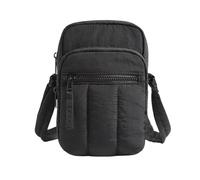 SkyPOOU Pratica borsa a tracolla da donna con texture trapuntata e tasche multiple, ideale per l'uso quotidiano, dimensioni compatte, adatta per chiavi del telefono, pratica borsa da lavoro, Nero