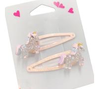SkyPOOU Set di 2 fermagli per capelli per ragazze, con farfalle scintillanti e cupcake, accessori per capelli per compleanno, fucsia