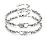 SkyPOOU Set di 2 perline coordinate per madre e figlia, con pietra naturale e dettagli in lega, per la festa della mamma, regalo per la festa della mamma, Misura unica, come descritto, come descritto