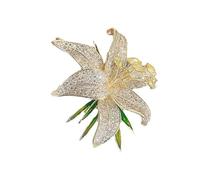 SkyPOOU Spilla vintage a forma di gigli con strass, per donne e ragazze, un'aggiunta a qualsiasi gruppo. Oro