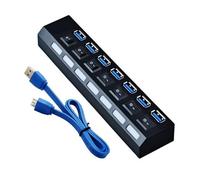 SkyPOOU USB 3.0 Hub Adattatore di Alimentazione Multi USB Splitter 7 Porte Multiplo USB3. 2. Espansore USB Con Interruttori Per PC Desktop PC Espansione