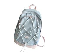 SkyPOOU Zaino con coulisse con cinghie regolabili e corda elastica per scuola e viaggi, borsa per libri universitari di grande capacità, zaino alla moda con coulisse, Blu, Small