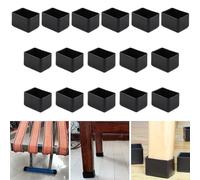 SKYPRO Set da 16 protezioni rettangolari in silicone per piedi di sedia, 30 x 40 mm, nero, resistente all'usura, anti-rumore e anti-graffio per pavimenti in legno duro e piastrelle
