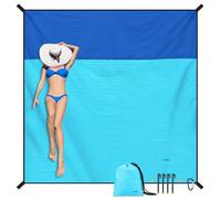 SKYREH Coperta da Spiaggia 220x210 cm, Coperta da Picnic Impermeabile alla Senza Sabbia, Leggera Morbida Confortevole Materiale, Stuoia Spiaggia per Spiaggia, Escursionismo, Campeggio (Azzurro)