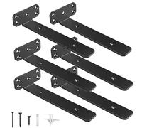 SKYSEN 25cm Supporto per mensole 6-pezzi flottanti, supporti metallici robusti a T come mensole, staffa per mensola pesante, supporto per mensola da parete per cucina, garage, nero