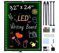 SKYSHALO Bacheca luminosa a LED, 32 x 24 pollici, Lavagna luminosa cancellabile con neon, Display menu con 8 pennarelli a gesso illuminati e telecomando, Conforme alla sicurezza