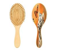 SKYSHU Baby Tiger - Spazzola per capelli in legno naturale, con comode setole in legno, districante e acconciatura, ovale, per donne, uomini e bambini, per tutti i tipi di capelli bagnati, secchi e