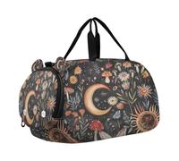 SKYSHU Boho Sun Moon - Borsa da palestra impermeabile, con tracolla staccabile, con scomparto per scarpe e tasca bagnata