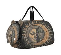 SKYSHU Boho Sun Moon - Borsa da palestra impermeabile, con tracolla staccabile, con scomparto per scarpe e tasca bagnata