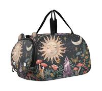 SKYSHU Boho Sun Moon - Borsa da palestra impermeabile, con tracolla staccabile, con scomparto per scarpe e tasca bagnata