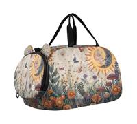 SKYSHU Boho Sun Moon - Borsa da palestra impermeabile, con tracolla staccabile, con scomparto per scarpe e tasca bagnata