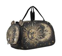 SKYSHU Boho Sun Moon - Borsa da palestra impermeabile, con tracolla staccabile, con scomparto per scarpe e tasca bagnata