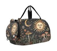 SKYSHU Boho Sun Moon - Borsa da palestra impermeabile, con tracolla staccabile, con scomparto per scarpe e tasca bagnata