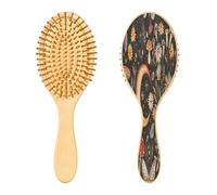 SKYSHU Boho Sun Moon - Spazzola per capelli in legno naturale, con comode setole in legno, districante e acconciatura, ovale, per donne, uomini e bambini, per tutti i tipi di capelli (capelli bagnati,