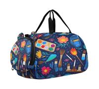 SKYSHU Borsa per attrezzi da pittura, grande, impermeabile, per la notte, con tracolla staccabile, con scomparto per scarpe e tasca bagnata