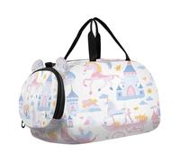 SKYSHU Castle and Princess, borsa da palestra impermeabile, con tracolla staccabile, con scomparto per scarpe e tasca bagnata