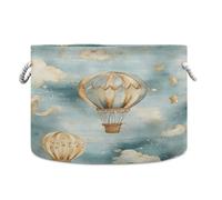 SKYSHU Cesto rotondo in corda di cotone con mongolfiera, cesto portabiancheria per bambini, giocattoli, coperte, libri, cestino per camera da letto, bagno, cameretta dei bambini, decorazione per la