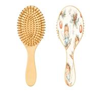 SKYSHU Cute Little Angels - Spazzola per capelli in legno naturale, con comode setole in legno, districante e acconciante, ovale, per donne, uomini e bambini, per tutti i tipi di capelli (bagnati,