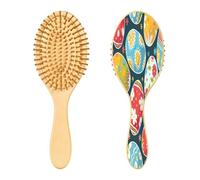 SKYSHU Easter Egg - Spazzola per capelli in legno naturale, con comode setole in legno, spazzola districante e acconciante, ovale, per donne, uomini e bambini, per tutti i tipi di capelli bagnati,