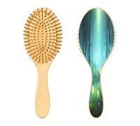 SKYSHU Fairy Wonderland, Spazzola per capelli in legno naturale, con comode setole in legno, spazzola districante e acconciante, ovale, per donne, uomini e bambini, per tutti i tipi di capelli