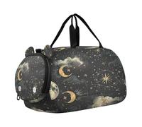 SKYSHU Galaxy Star Moon - Borsa da palestra impermeabile, con tracolla staccabile, con scomparto per scarpe e tasca bagnata