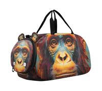 SKYSHU Gorilla, borsa da palestra impermeabile, con tracolla staccabile, con scomparto per scarpe e tasca bagnata