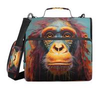 SKYSHU Gorilla - Raccoglitore a 3 anelli con cerniera, con tracolla e manico, organizer da 3,8 cm, impermeabile, espandibile, con tasche multiple per scuola e ufficio