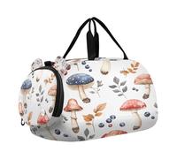 SKYSHU Grande borsa impermeabile per la notte con funghi e bacche, tracolla staccabile, con scomparto per scarpe e tasca bagnata
