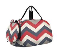 SKYSHU Grande borsa impermeabile per la notte, motivo a righe ondulate, con tracolla staccabile, con scomparto per scarpe e tasca bagnata