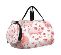 SKYSHU Grande borsa impermeabile per la notte, motivo maiali acquerelli, tracolla staccabile, con scomparto per scarpe e tasca bagnata