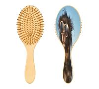 SKYSHU Occhiali da sole, spazzola per capelli in legno naturale per cani con comode setole in legno, districare e acconciare, spazzola ovale per donne, uomini, bambini, tutti i tipi di capelli