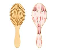 SKYSHU Pink Pig - Spazzola per capelli in legno naturale, con comode setole in legno, districante e acconciatura, ovale, per donne, uomini e bambini, per tutti i tipi di capelli bagnati, secchi e