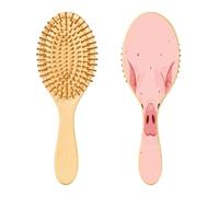 SKYSHU Pink Pig Spazzola per capelli in legno naturale con comode setole in legno, districante e styling, spazzola per capelli ovale per donne, uomini e bambini di tutti i tipi di capelli (bagnati e