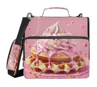 SKYSHU Raccoglitore a 3 anelli con cerniera a forma di cono gelato, con tracolla e maniglia, organizer da 3,8 cm, impermeabile, espandibile, con tasche multiple per scuola e ufficio