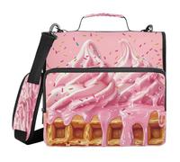 SKYSHU Raccoglitore a 3 anelli con cerniera a forma di cono gelato, con tracolla e maniglia, organizer da 3,8 cm, impermeabile, espandibile, con tasche multiple per scuola e ufficio