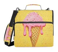 SKYSHU Raccoglitore a 3 anelli con cerniera a forma di cono gelato, con tracolla e maniglia, organizer da 3,8 cm, impermeabile, espandibile, con tasche multiple per scuola e ufficio