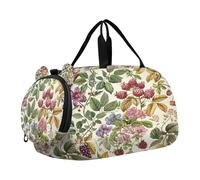 SKYSHU Raspberry Grande borsa impermeabile per la notte, tracolla staccabile, borsa da palestra con scomparto per scarpe e tasca bagnata