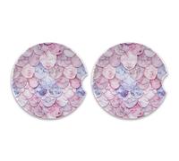 SKYSHU Set di 2 sottobicchieri rotondi per auto a forma di sirena, assorbenti, in pietra ceramica, con base in sughero e impugnatura per una facile pulizia, 6,5 cm