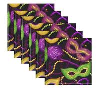 SKYSHU Set di 6 tovaglioli di stoffa con maschere di carnevale, riutilizzabili, lavabili, oversize, per la famiglia, matrimoni, cene, feste, decorazione per la casa, 50 cm