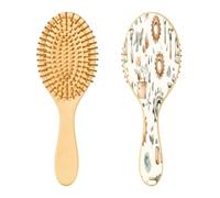SKYSHU Spazzola per capelli con robot per acquerelli, in legno naturale, con comode setole in legno, districante e acconciante, ovale, per donne, uomini e bambini, per tutti i tipi di capelli (capelli
