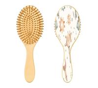 SKYSHU Spazzola per capelli con robot per acquerelli, in legno naturale, con comode setole in legno, districante e acconciante, ovale, per donne, uomini e bambini, per tutti i tipi di capelli (capelli