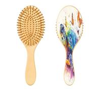 SKYSHU Spazzola per capelli con tartaruga marina in legno naturale, con comode setole in legno, spazzola districante e modellante ovale per donne, uomini e bambini, tutti i tipi di capelli (capelli