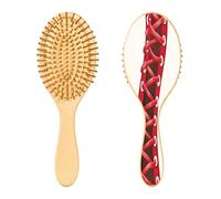 SKYSHU Spazzola per capelli da baseball in legno naturale, con comode setole in legno, spazzola districante e modellante ovale per donne, uomini e bambini, per tutti i tipi di capelli bagnati, secchi