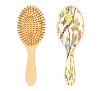 SKYSHU Spazzola per capelli in legno naturale con comode setole in legno, districante e acconciatura, ovale, per donne, uomini e bambini, tutti i tipi di capelli bagnati, secchi e danneggiati