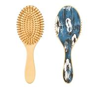 SKYSHU Spazzola per capelli in legno naturale con graffiti da calcio, con comode setole in legno, spazzola districante e modellante ovale per donne, uomini e bambini, tutti i tipi di capelli (capelli